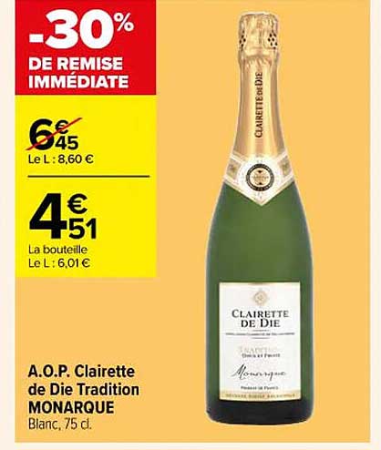 a.o.p. clairette de die tradition monarque