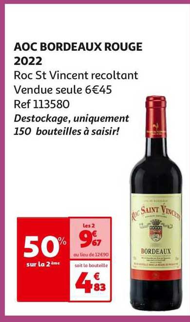 aoc bordeaux rouge 2022 roc st vincent récoltant