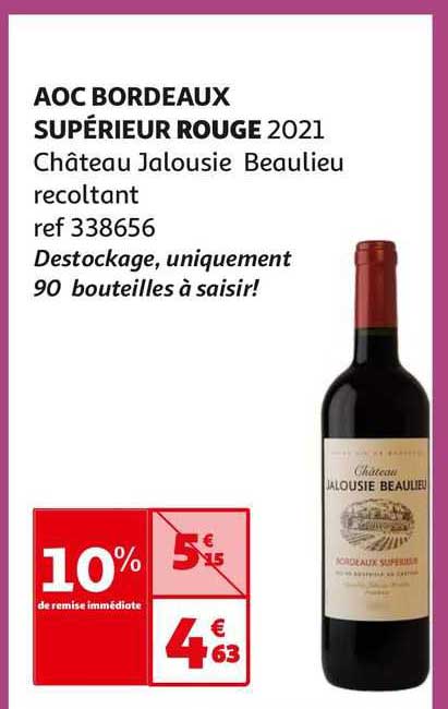 aoc bordeaux supérieur rouge 2021 château jalousie beaulieu récoltant
