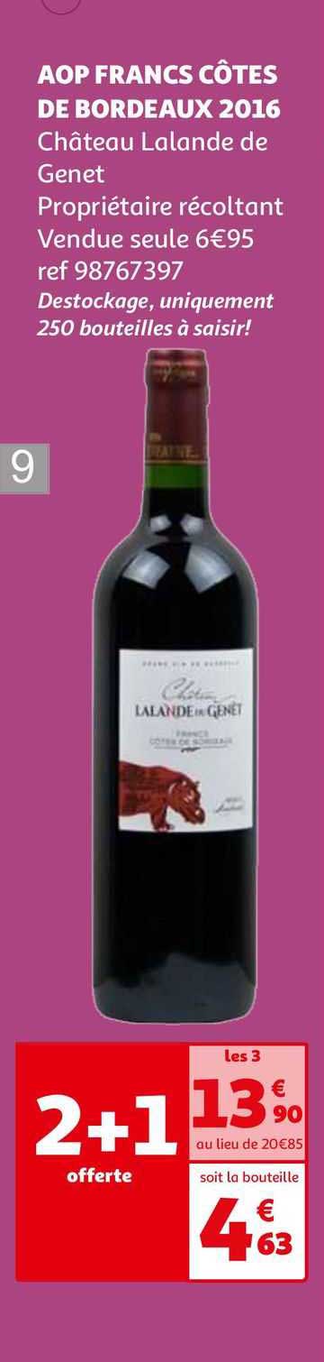 aop francs côtes de bordeaux 2016 château lalande de genet propriétaire récoltant