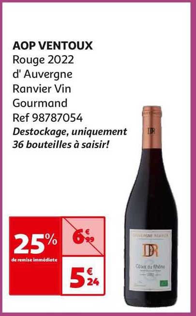 aop ventoux rouge 2022 d'auvergne ranvier vin gourmand