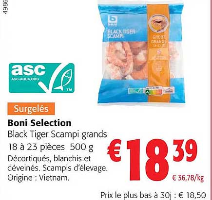 black tiger scampi grands boni selection