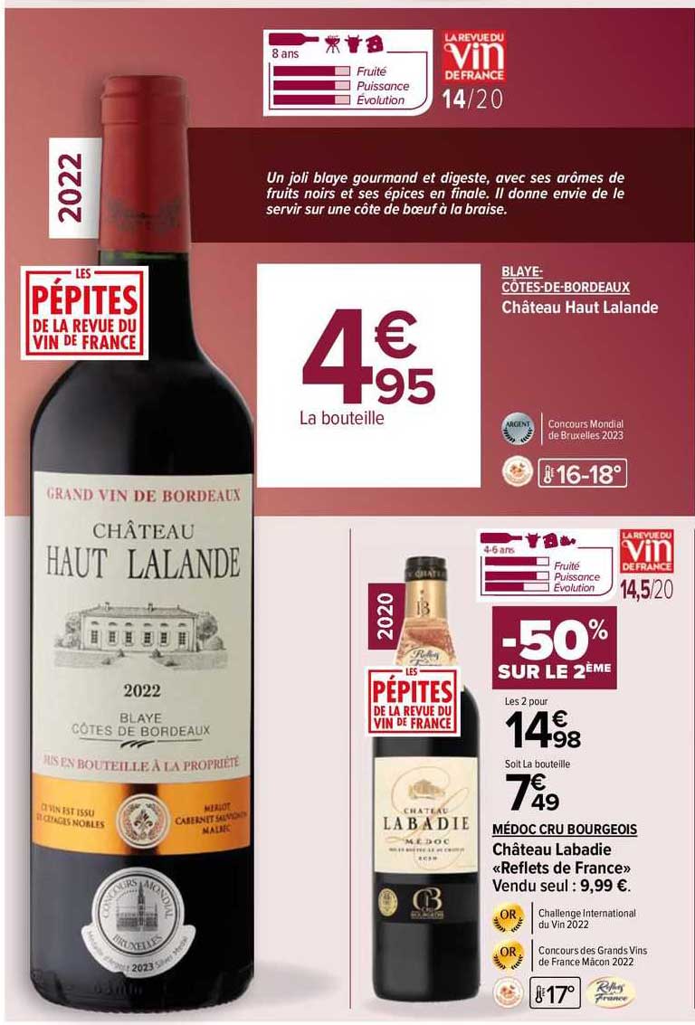 blaye-côtes-de-bordeaux château haut lalande, médoc cru bourgeois château labadie «reflets de france»