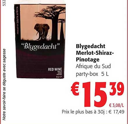 blygedacht merlot-shiraz-pinotage afrique du sud party-box