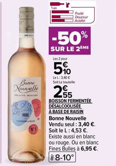 boisson fermentée désalcoolisée à base de raisin bonne nouvelle