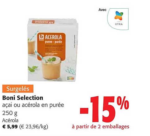 boni selection açai ou acérola en purée