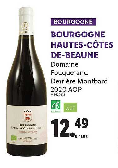 bourgogne hautes-côtes de-beaune domaine fouquerand derrière montbard 2020 aop