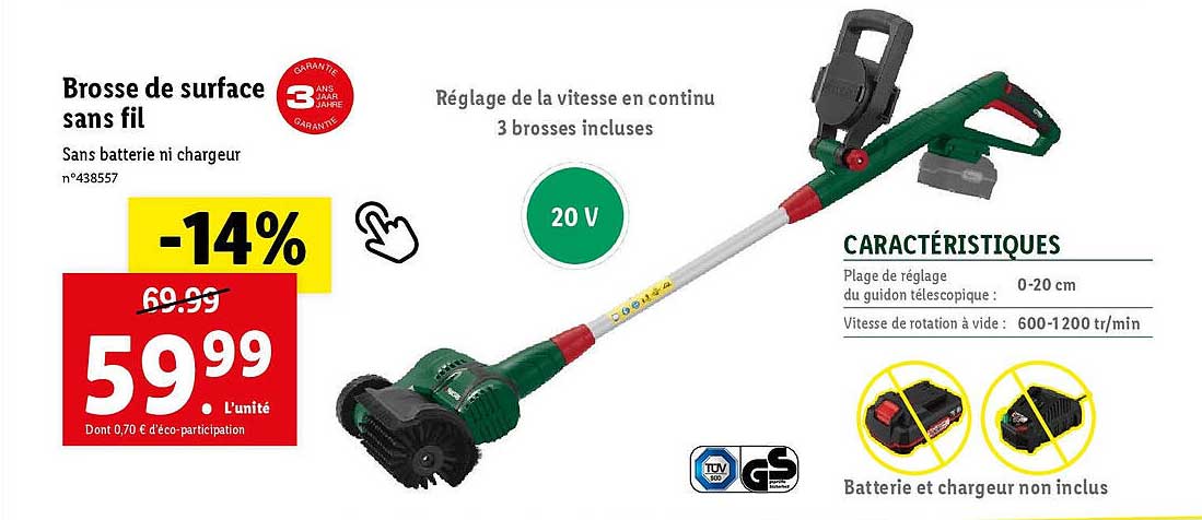 Brosse De Surface Sans Fil Parkside