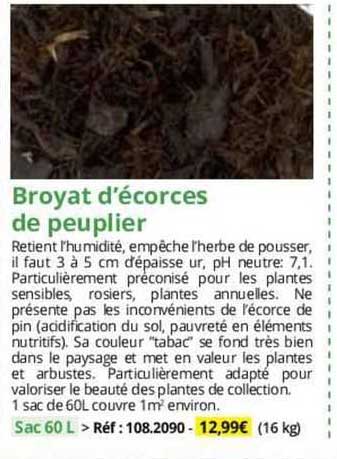 broyat d'écorces de peuplier
