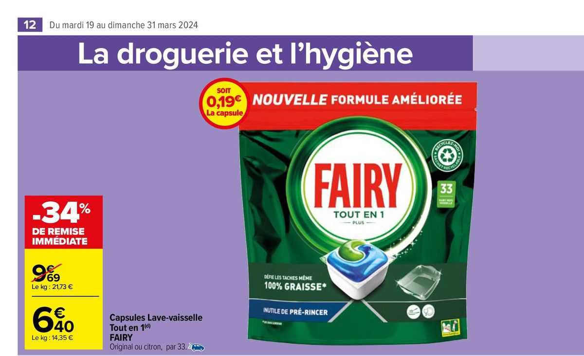 capsules lave-vaisselle tout en 1 fairy