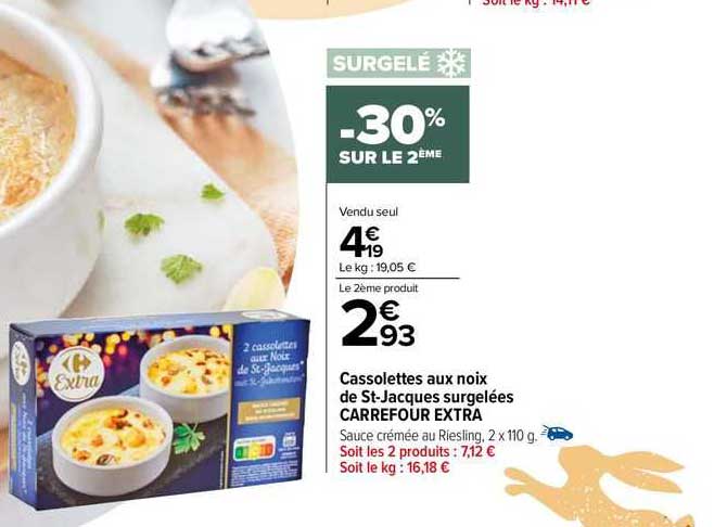 cassolettes aux noix de st-jacques surgelées carrefour extra