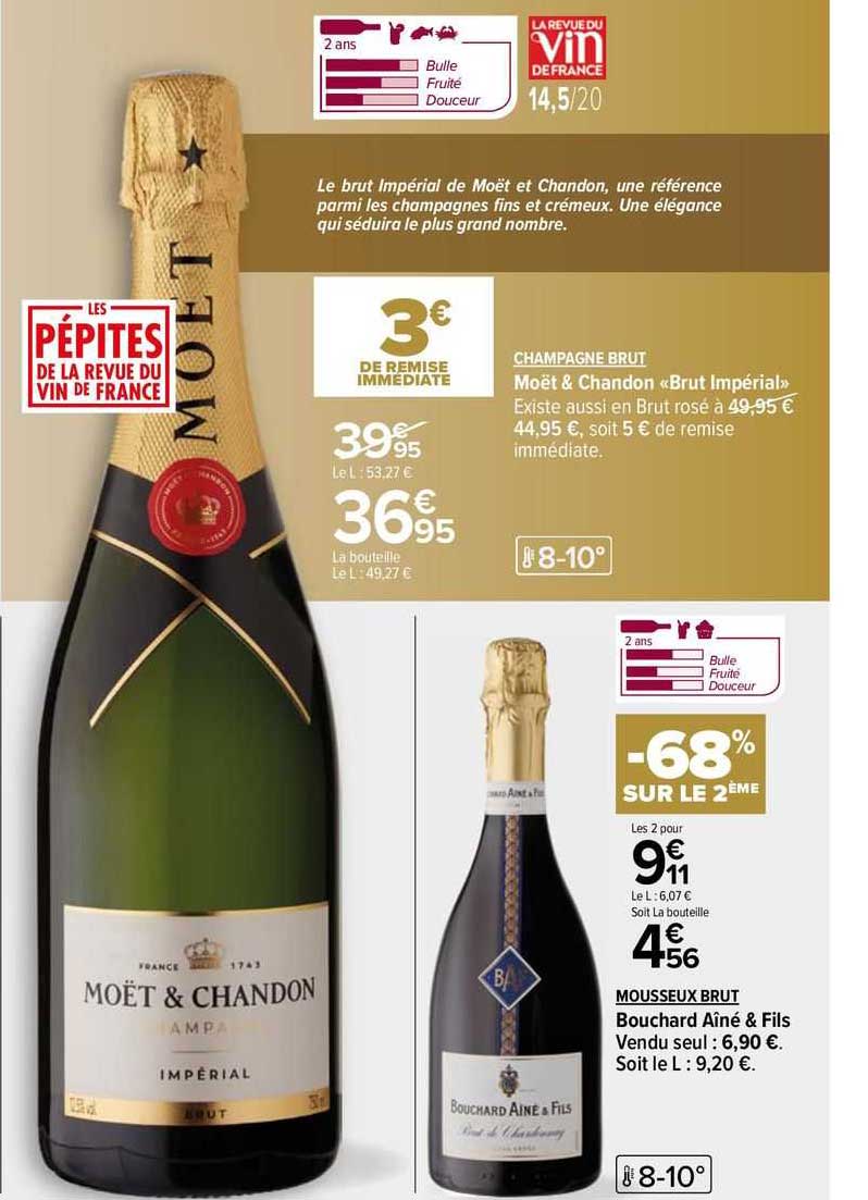 champagne brut moët & chandon «brut impérial», mousseux brut bouchard ainé & fils