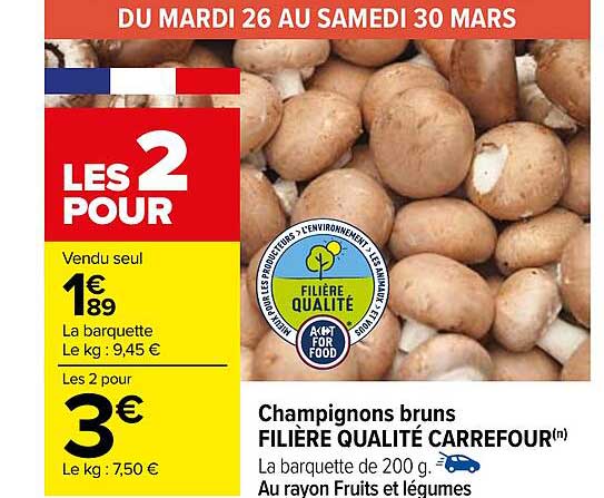 champignons bruns filière qualité carrefour