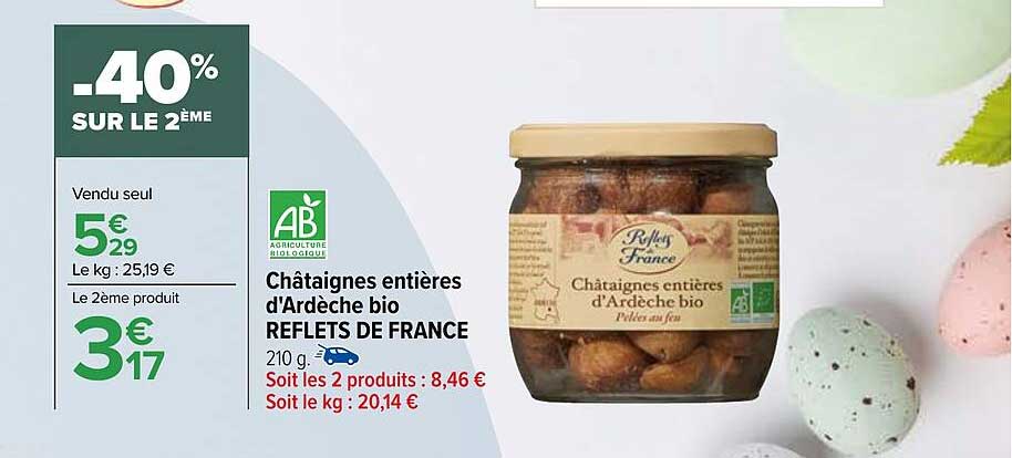 châtaignes entières d'ardèche bio reflets de france