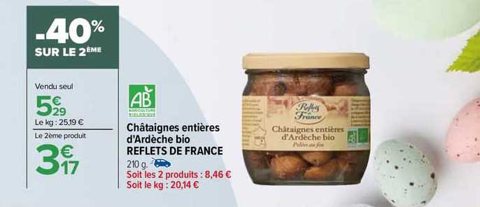 châtaignes entières d'ardèche bio reflets de france