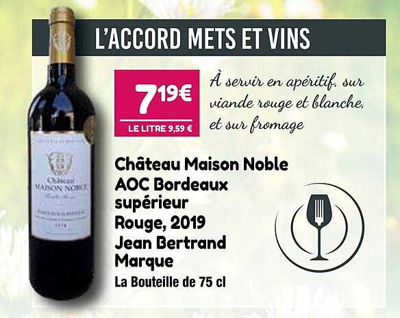 château maison noble aoc bordeaux supérieur rouge, 2019 jean bertrand marque