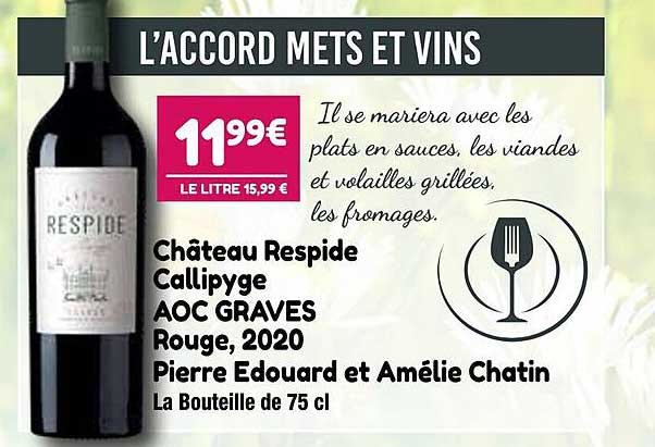 château respide callipyge aoc graves rouge, 2020 pierre edouard et amélie chatin