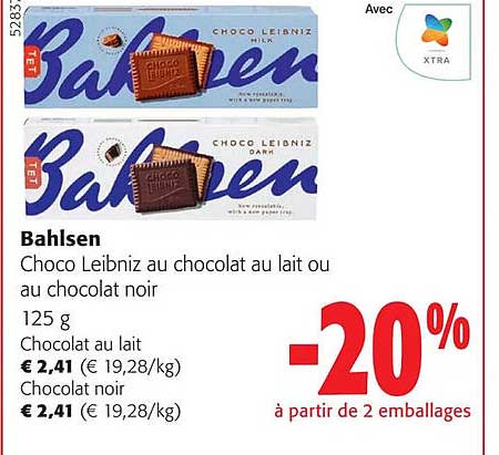 choco leibniz au chocolat au lait ou au chocolat noir bahlsen