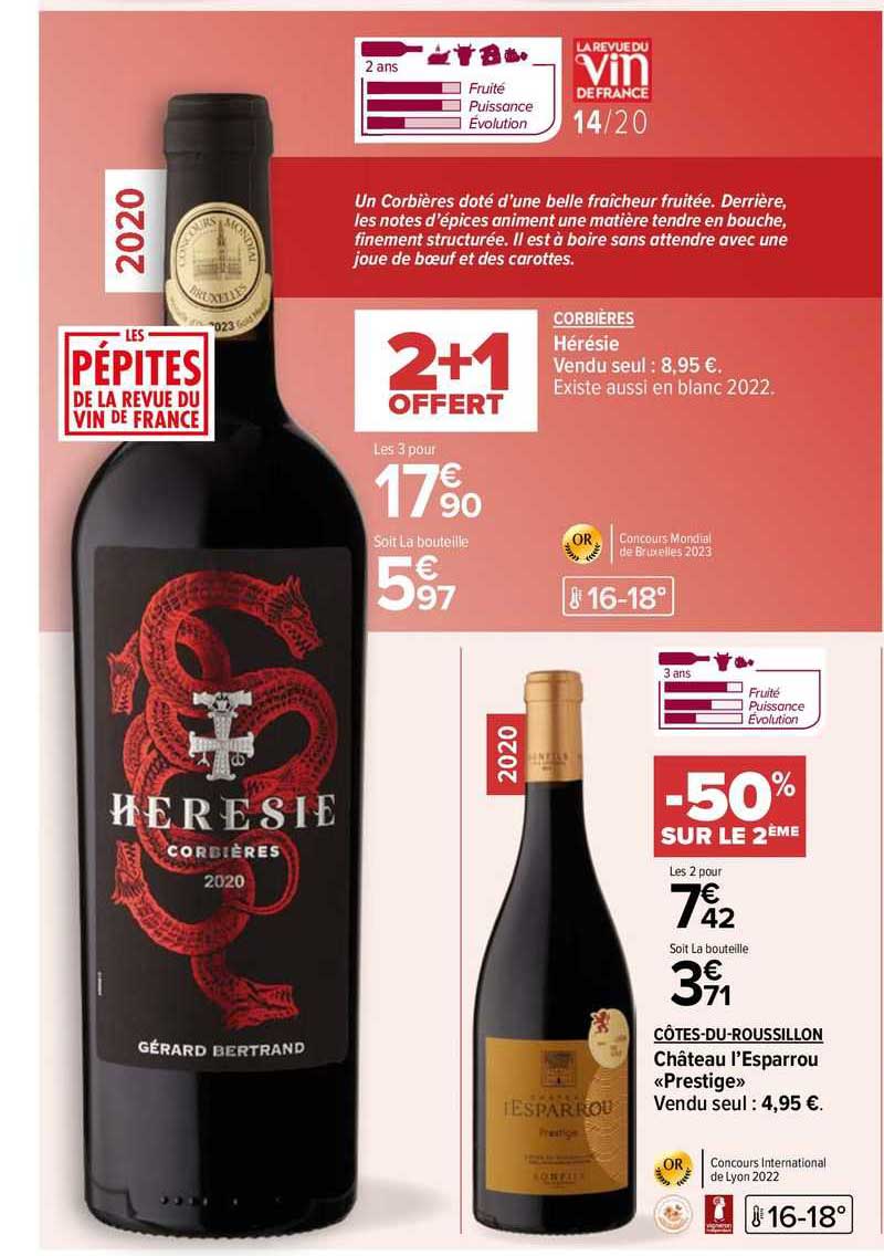 corbières hérésie, côtes-du-roussillon château l'esparrou «prestige»