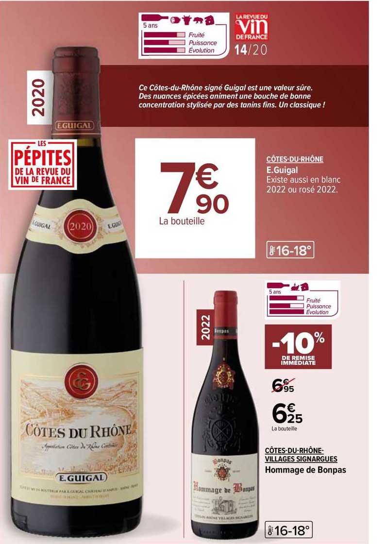 côtes-du-rhône e.guigal, côtes-du-rhône-villages signargues hommage de bonpas