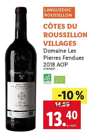 côtes du roussillon villages domaine les pierres fendues 2018 aop