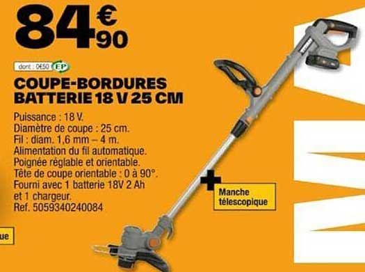 coupe-bordures batterie 18 v 25 cm