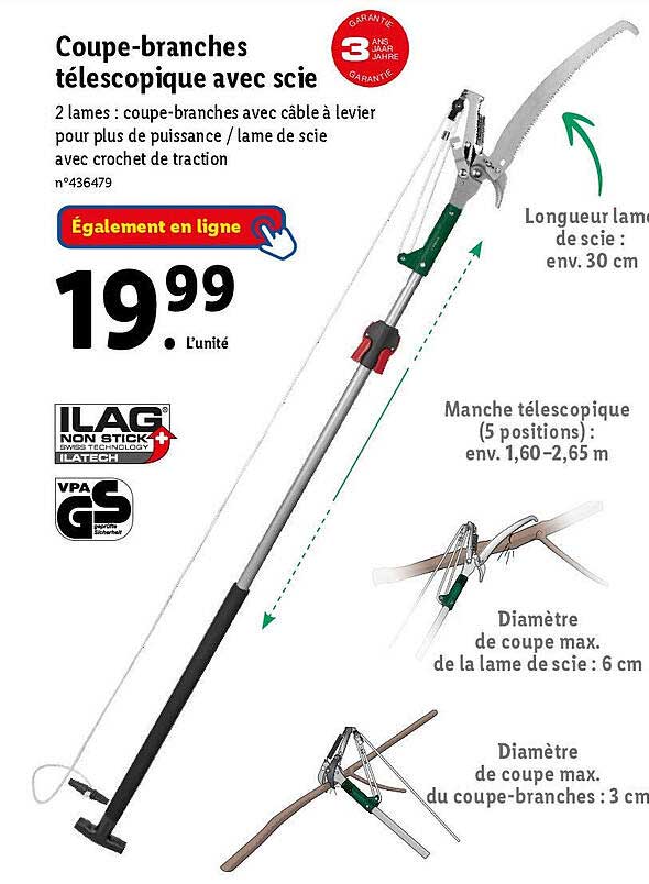 coupe-branches télescopique avec scie