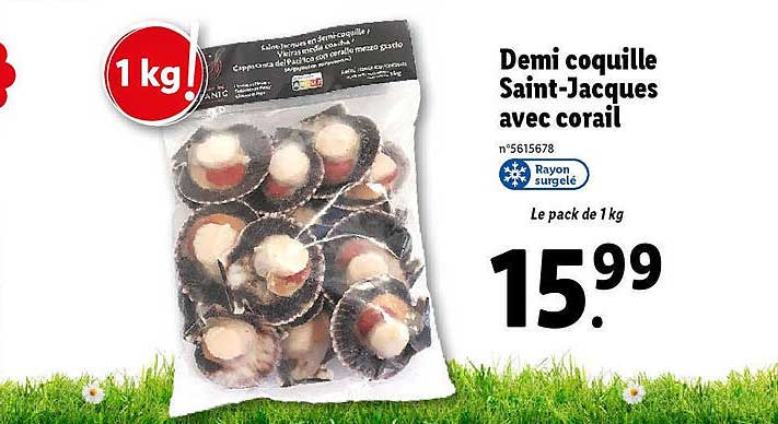 demi coquille saint-jacques avec corail