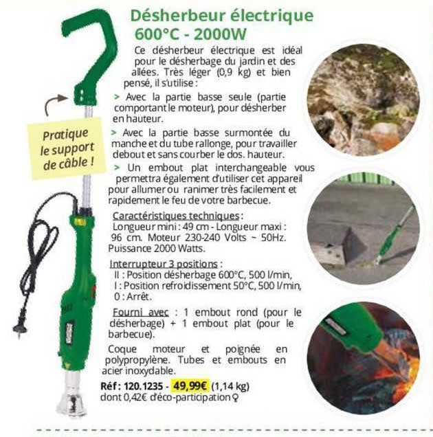 désherbeur électrique 600°c - 2000w
