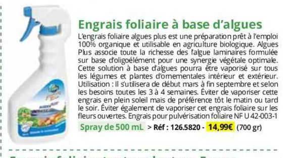 engrais foliaire à base d'algues