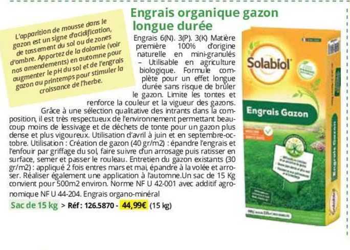 engrais organique gazon longue durée