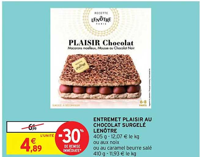 entremet plaisir au chocolat surgelé lenôtre