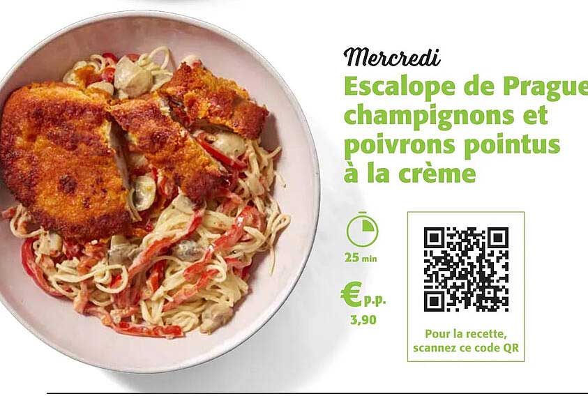 escalope de prague champignons et poivrons pointus à la crème