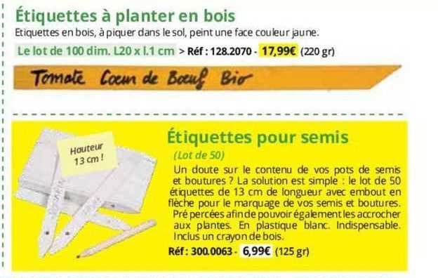 étiquettes à planter en bois étiquette pour semis