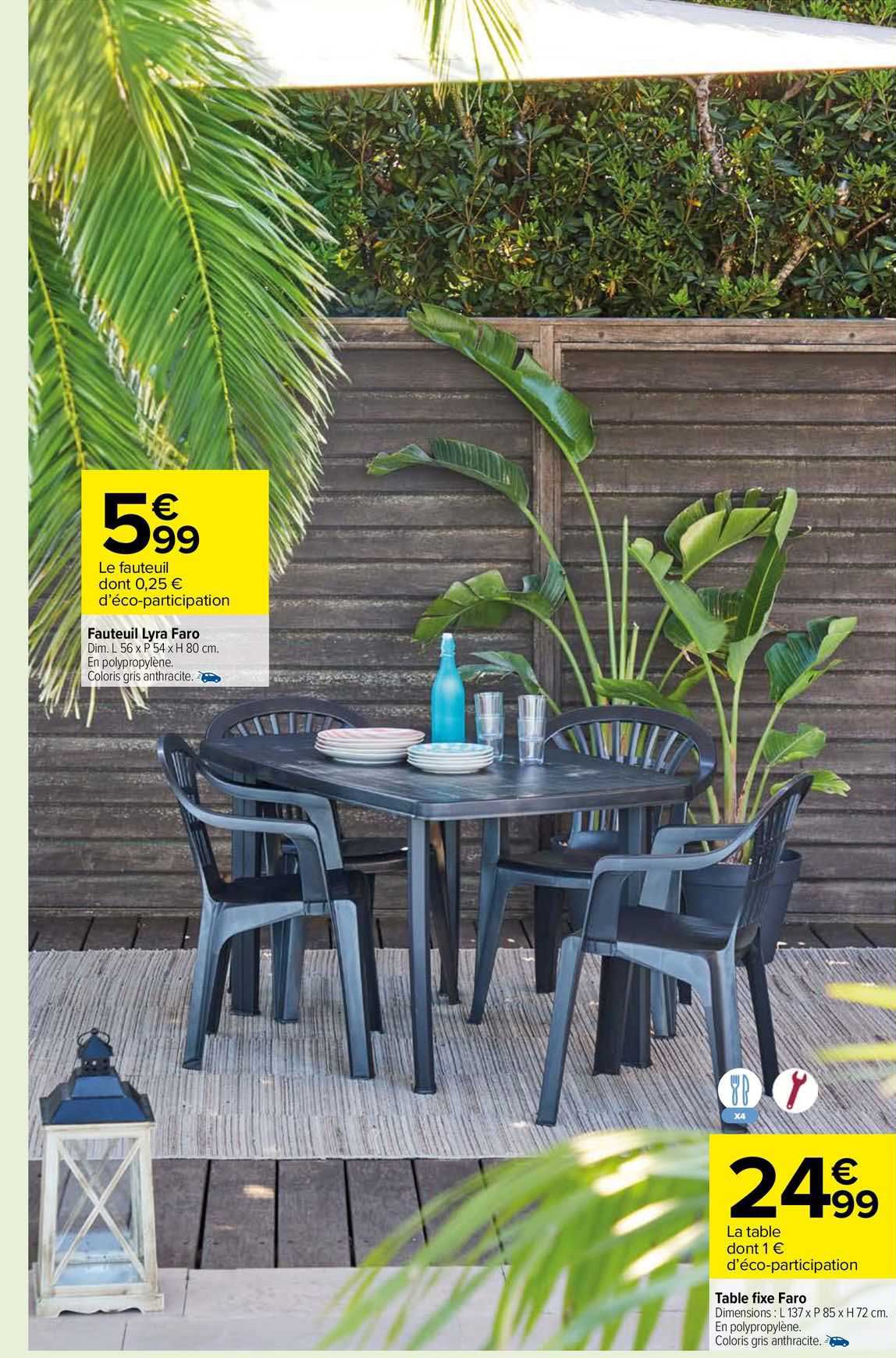 fauteuil lyra faro, table fixe faro