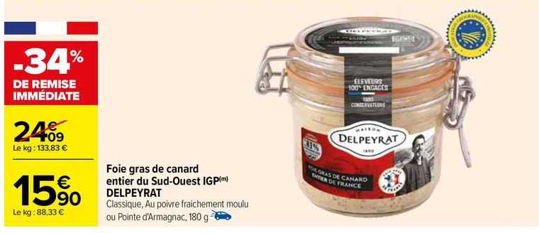 foie gras de canard entier du sud-ouest igp delpeyrat