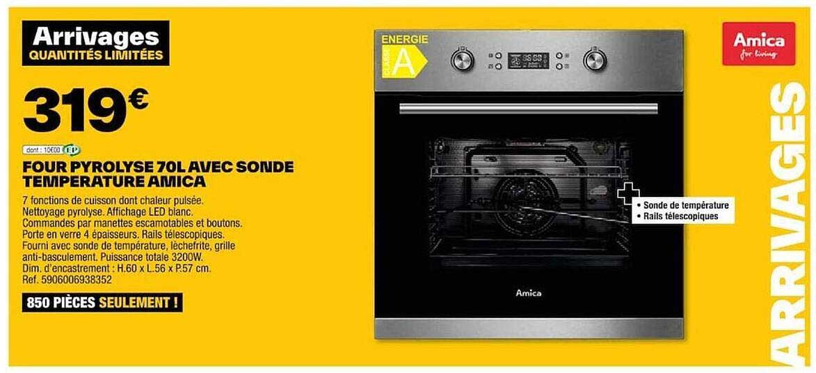 four pyrolyse 70 l avec sonde température amica