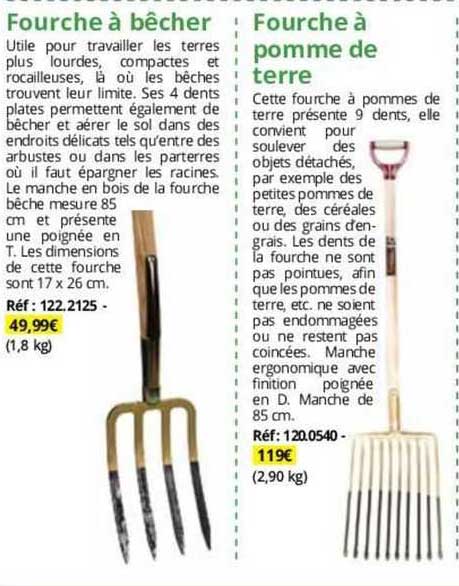 fourche à bêcher, fourche à pomme de terre