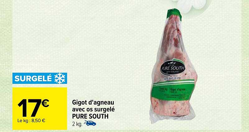 gigot d'agneau avec os surgelé pure south