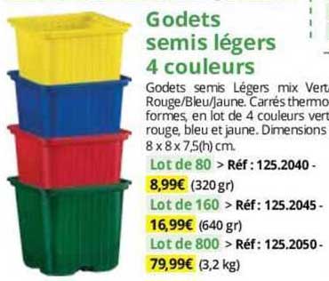 godets semis légers 4 couleurs