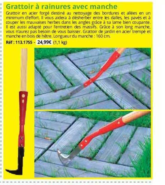 grattoir à rainures avec manche