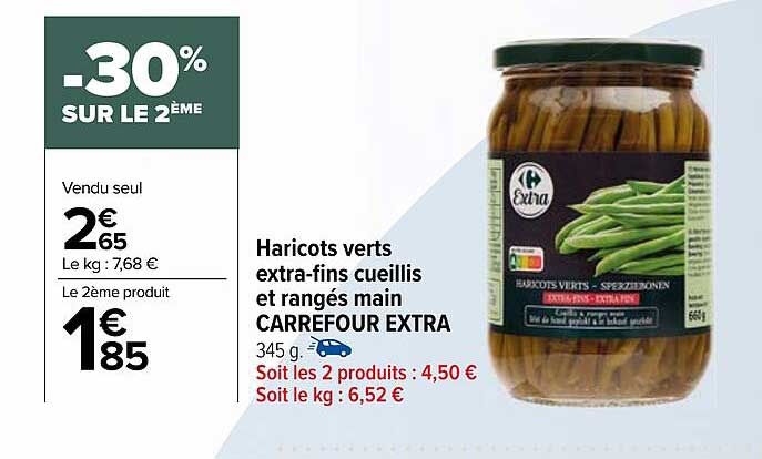 haricots verts extra-fins cueillis et rangés main carrefour extra