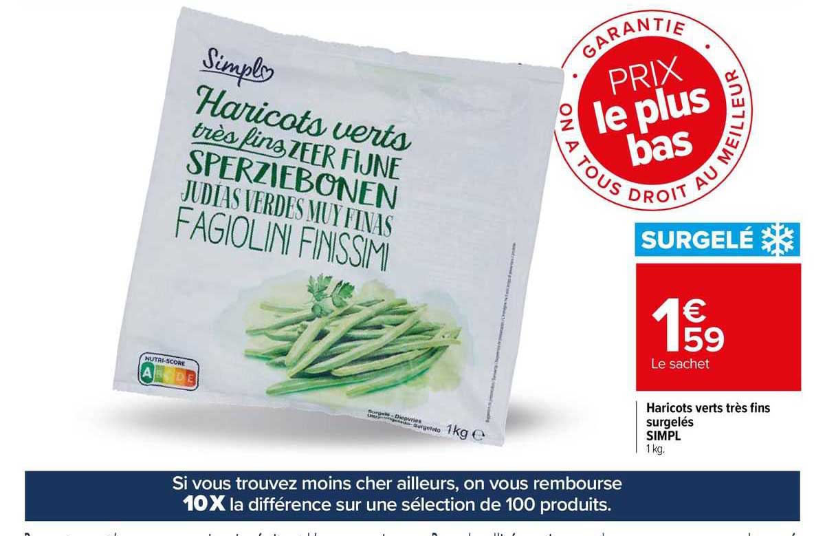 haricots verts très fins surgelés simpl