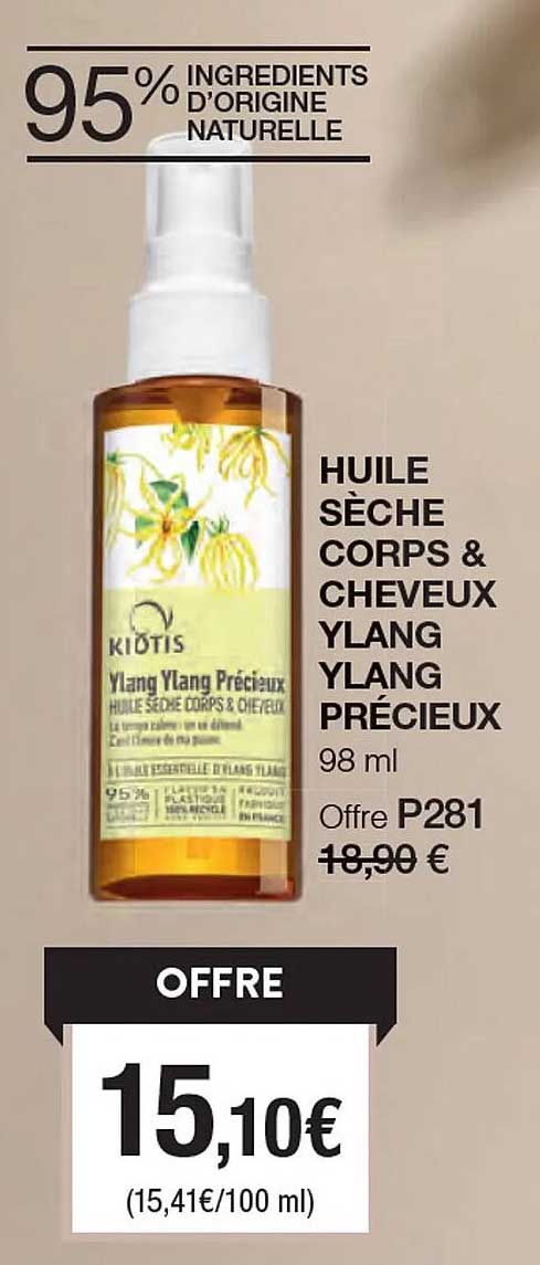 huile sèche corps & cheveux ylang ylang précieux kiotis