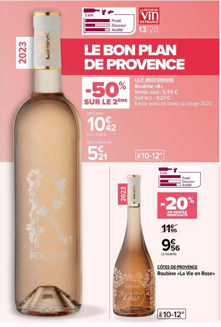 i.g.p. méditerranée roubine «r», côtes-de-provence roubine «la vie en rose»
