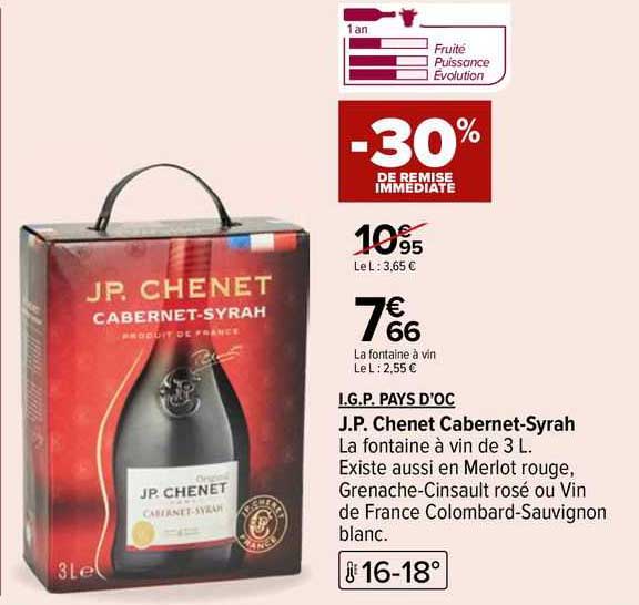i.g.p. pays d'oc j.p. chenet cabernet-syrah