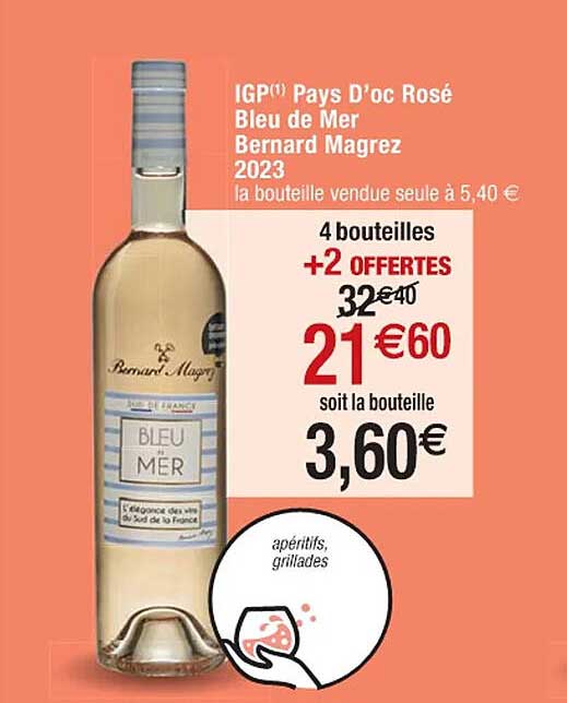 igp pays d'oc rosé bleu de mer bernard magrez 2023