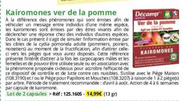 kairomones ver de la pomme décamp