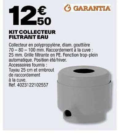 kit collecteur filtrant eau