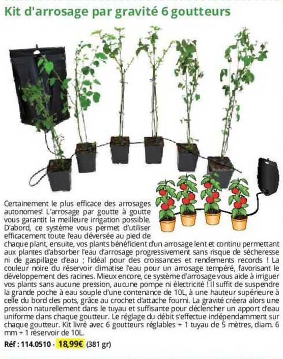 kit d'arrosage par gravité 6 goutteurs